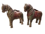 Pair of chinese horse sculptures in painted wood., 62 x 58 x 20 cm, 19th century - séc. XIX