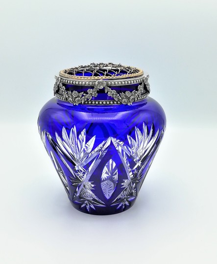 Crystal vase with flower frog - Floreira em cristal com grelha