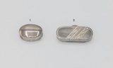 Caixa para comprimidos (peça): 1. Elíptica - contraste Águia do Porto, pós 1986, prata 925/1000, aprox 15g; 2. Indisponível., , 20th century - séc. XX