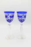 Cut crystal two tone glasses from the Cristalerie des Vosges du Nord, France. Unused., 21cm, 20th century - séc. XX
