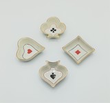 Set of small, Limoges porcelain, appetizer dishes, playing cards suits themed. Marked &quot;Sociètè Limousine de Porcelaines Limoges (France)&quot; , 7,5cm, 20th century - séc. XX