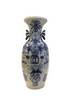 Large chinese export porcelain vase. Blue and white decoration depicting precious objects., 57cm,