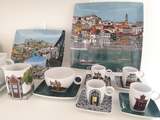 Alma do Porto collection. Collection that depicts cityscapes and iconic images of Porto. Set of 4 coffe cups with saucers, tea cup with saucer, mug with tray, charger plate, medium plate, small plate, sugar bowl, milk jug., , 1824-2019