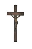 Escultura em bronze assinado e cruz em mogno. Etiqueta com o ano 1937., 27,5cm (Cristo) 65x30cm (Cross/Cruz), 1937