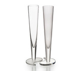 Pair of marked and signed Atlantis crystal champagne flutes. Simbios model, designed by Hugo Amado., 22cm, 20th century - séc. XX