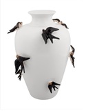Large Pot Spring with swallows in faiance, ,